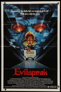 1r460 EVILSPEAK 1sh 1981 computer programmed for unspeakable terror, C.W. Taylor sci-fi art!