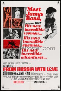 1r473 FROM RUSSIA WITH LOVE 1sh R1980 art of Sean Connery as James Bond 007 w/sexy girls!