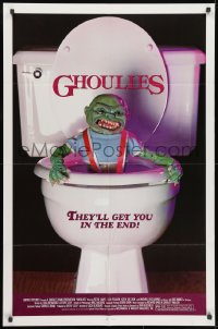 1r475 GHOULIES 1sh 1985 wacky horror image of goblin in toilet, they'll get you in the end!