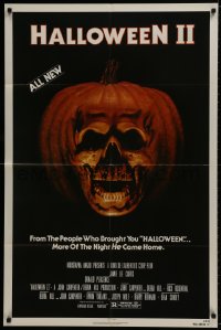 1r480 HALLOWEEN II 1sh 1981 cool jack-o-lantern skull image, more of the night HE came home!