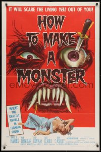 1r489 HOW TO MAKE A MONSTER 1sh 1958 ghastly ghouls, it will scare the living yell out of you!