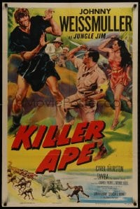 1r502 KILLER APE 1sh 1953 Weissmuller as Jungle Jim, drug-mad beasts ravage human prey!