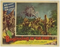 1r157 BEGINNING OF THE END LC #8 1957 special fx image of soldiers facing down giant grasshopper!