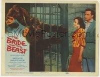 1r159 BRIDE & THE BEAST LC 1958 Ed Wood, c/u of Lance Fuller & Charlotte Austin by ape in cage!