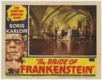 1r232 BRIDE OF FRANKENSTEIN LC R1953 far shot of Valerie Hobson in large room, cool border art!