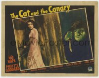 1r161 CAT & THE CANARY LC 1939 montage of green-skinned lunatic with knife by Paulette Goddard!