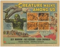 1r237 CREATURE WALKS AMONG US TC 1956 Reynold Brown art of monster holding victim over his head!