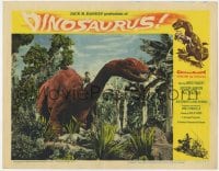 1r165 DINOSAURUS LC #4 1960 fun wacky image of little boy riding on neck of brontosaurus!