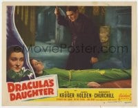 1r252 DRACULA'S DAUGHTER LC #8 R1949 Irving Pichel about to impale Marguerite Churchill in her sleep