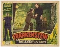 1r256 FRANKENSTEIN LC #4 R1951 great image of monster Boris Karloff towering over Colin Clive!