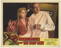 1r257 FRANKENSTEIN MEETS THE WOLF MAN LC #2 R1949 c/u of scared Patric Knowles & sexy Ilona Massey!