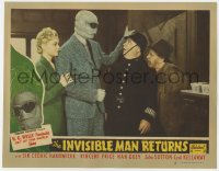1r269 INVISIBLE MAN RETURNS LC #5 R1948 bandaged Vincent Price with scared policeman & Nan Grey!
