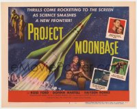 1r202 PROJECT MOONBASE TC 1953 Robert Heinlein, cool art of rocket ship + wacky astronauts!
