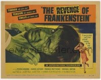 1r298 REVENGE OF FRANKENSTEIN TC 1958 great close up artwork of the monster being choked!