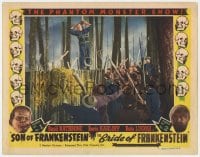 1r312 SON OF FRANKENSTEIN/BRIDE OF FRANKENSTEIN LC #7 1948 Karloff as the monster tied up by mob!