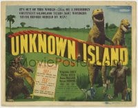 1r217 UNKNOWN ISLAND TC 1948 great image of really fake dinosaurs from 60,000,000 years ago, rare!