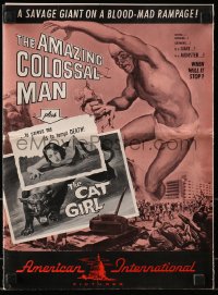 1r360 AMAZING COLOSSAL MAN/CAT GIRL pressbook 1957 savage giant & deadly temptress, double-bill!