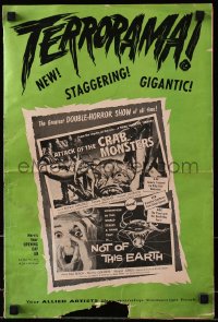 1r361 ATTACK OF THE CRAB MONSTERS/NOT OF THIS EARTH pressbook 1957 greatest double-horror show!