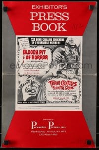 1r362 BLOODY PIT OF HORROR/TERROR-CREATURES FROM GRAVE pressbook 1967 bone-chilling horror!