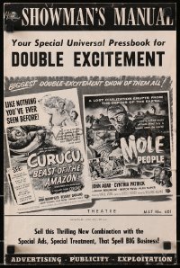 1r363 CURUCU BEAST OF THE AMAZON/MOLE PEOPLE pressbook 1956 Universal horror/sci-fi double-bill!