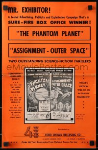 1r378 PHANTOM PLANET/ASSIGNMENT-OUTER SPACE pressbook 1962 outstanding science fiction thrillers!