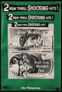 1r386 WASP WOMAN/BEAST FROM HAUNTED CAVE pressbook 1959 fantastic horror/sci-fi double bill!