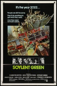 1r555 SOYLENT GREEN 1sh 1973 Heston trying to escape riot control in the year 2022 by John Solie!