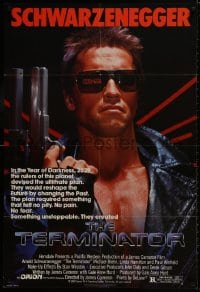 1r565 TERMINATOR 1sh 1984 classic image of cyborg Arnold Schwarzenegger, no border design!