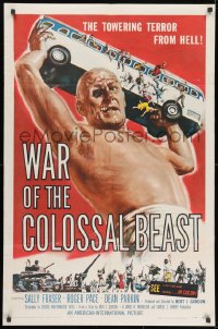 1r574 WAR OF THE COLOSSAL BEAST 1sh 1958 art of the towering terror from Hell by Albert Kallis!