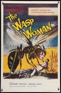 1r576 WASP WOMAN 1sh 1959 classic art of Roger Corman's giant lusting human-headed insect queen!
