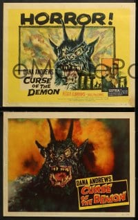 1r351 NIGHT OF THE DEMON 8 LCs 1957 Tourneur's monster from Hell, Curse of the Demon, complete set!