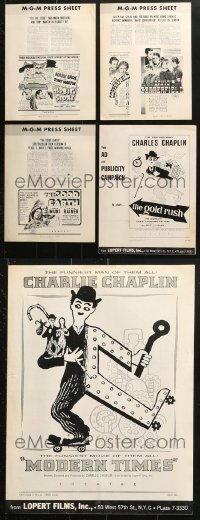 1s076 LOT OF 5 UNCUT RE-RELEASE PRESSBOOKS R1950s-R1960s Charlie Chaplin, Marx Brothers & more!