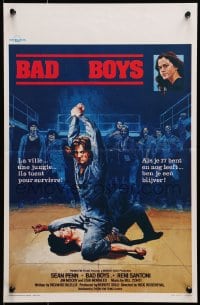 1t420 BAD BOYS Belgian 1983 different artwork of tough teen Sean Penn, Ally Sheedy!
