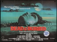 1t218 DEAD & BURIED British quad 1981 wild horror art of person buried up to the neck by Campanile!