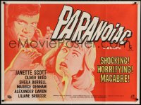 1t237 PARANOIAC British quad 1964 Hammer English horror, cool art of Janette Scott & Oliver Reed!