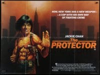 1t239 PROTECTOR British quad 1985 Danny Aiello, completely different art of Jackie Chan w/huge gun!