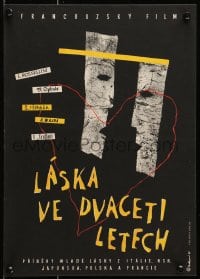 1t089 LOVE AT TWENTY Czech 11x16 1963 Francois Truffaut, Wajda, Ophuls, Rossellini & Ishihara!