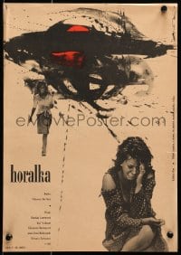 1t098 TWO WOMEN Czech 12x16 1961 different art & image of devastated Sophia Loren by Fiser!
