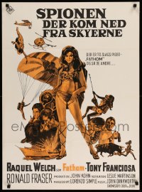 1t012 FATHOM Danish 1969 different art of sexy Raquel Welch in skydiving harness & action scenes!