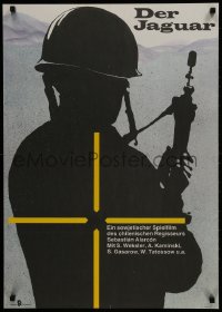 1t587 YAGUAR East German 23x32 1988 Sabastian Alarcon, cool artwork of soldier with rifle!