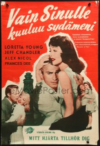 1t134 BECAUSE OF YOU Finnish 1953 Jeff Chandler can't forgive Loretta Young for THIS mistake!