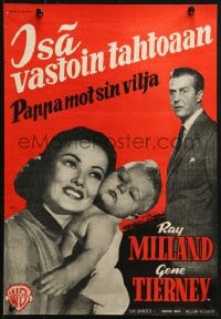 1t136 CLOSE TO MY HEART Finnish 1953 Gene Tierney & Ray Milland adopt a child!