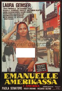 1t138 EMANUELLE IN AMERICA Finnish 1979 image of sexy topless Laura Gemser in the title role!