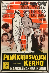 1t152 LEAGUE OF GENTLEMEN Finnish 1960 Jack Hawkins, gangsters, Basil Dearden directed!