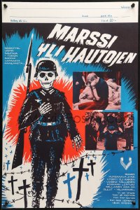 1t158 SHORT MEMORY Finnish 1965 Maatta art of skeleton soldier in graveyard, different images!