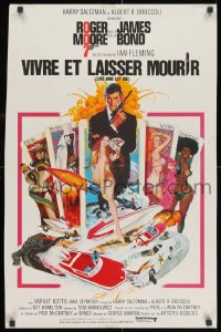 1t271 LIVE & LET DIE French 21x31 1973 McGinnis art of Moore as Bond & sexy girls on tarot cards!
