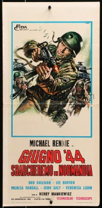 1t922 COMMANDO ATTACK Italian locandina 1968 Casaro art of soldier Michael Rennie w/ machine gun!