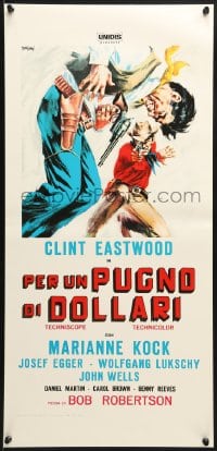 1t933 FISTFUL OF DOLLARS Italian locandina R1970s Sergio Leone classic, Tealdi art of Clint Eastwood!