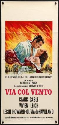 1t938 GONE WITH THE WIND Italian locandina R1967 romantic art of Clark Gable & Vivien Leigh!