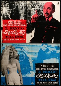 1t877 WRONG ARM OF THE LAW group of 9 Italian 19x26 pbustas 1964 Peter Sellers & underworld!
